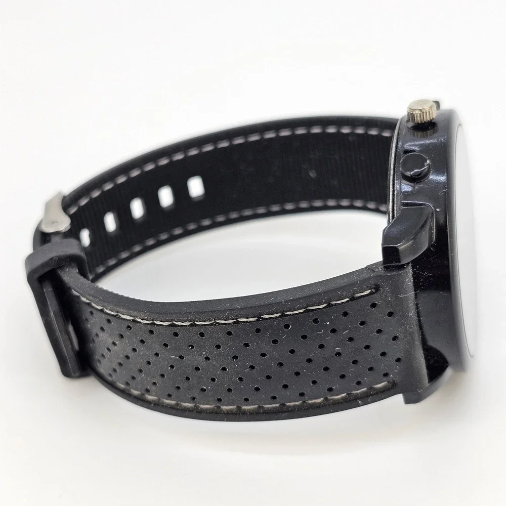 Men's Watch 44MM Black Dial Black‎ Plastic Bands New Battery
